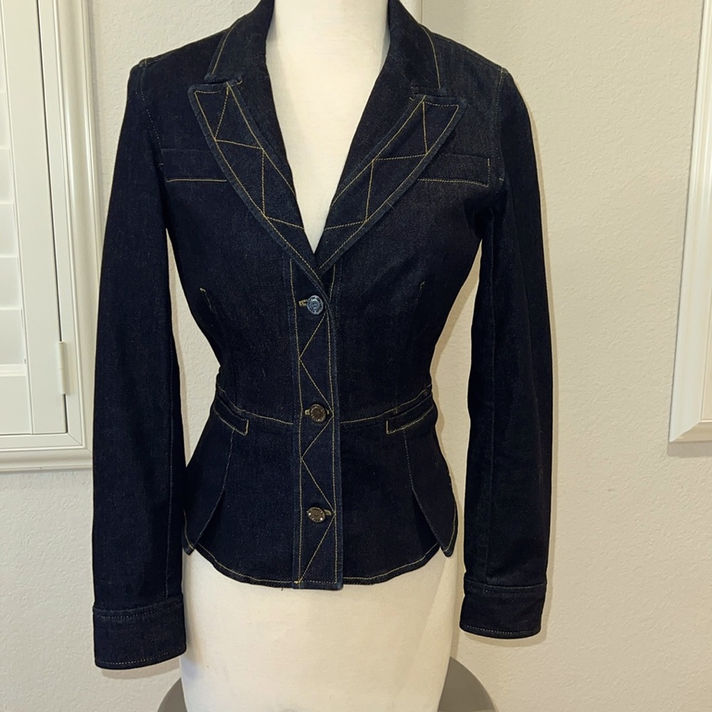 Etcetera sexy blue jean jacket. Fun wear